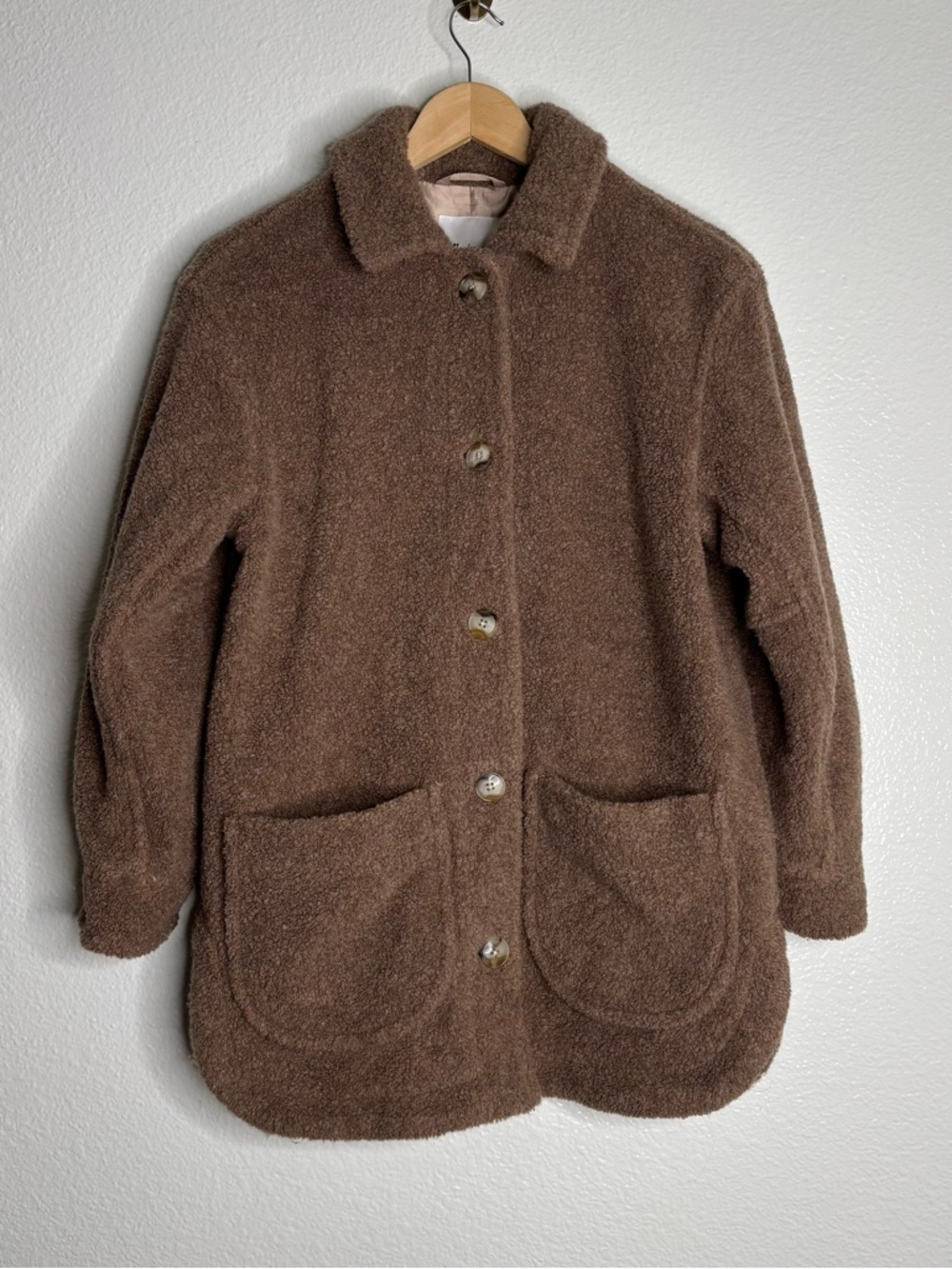 Madewell Teddy Belrose Shirt-Jacket Heather Oatmeal Sherpa XS - Picture 4 of 14